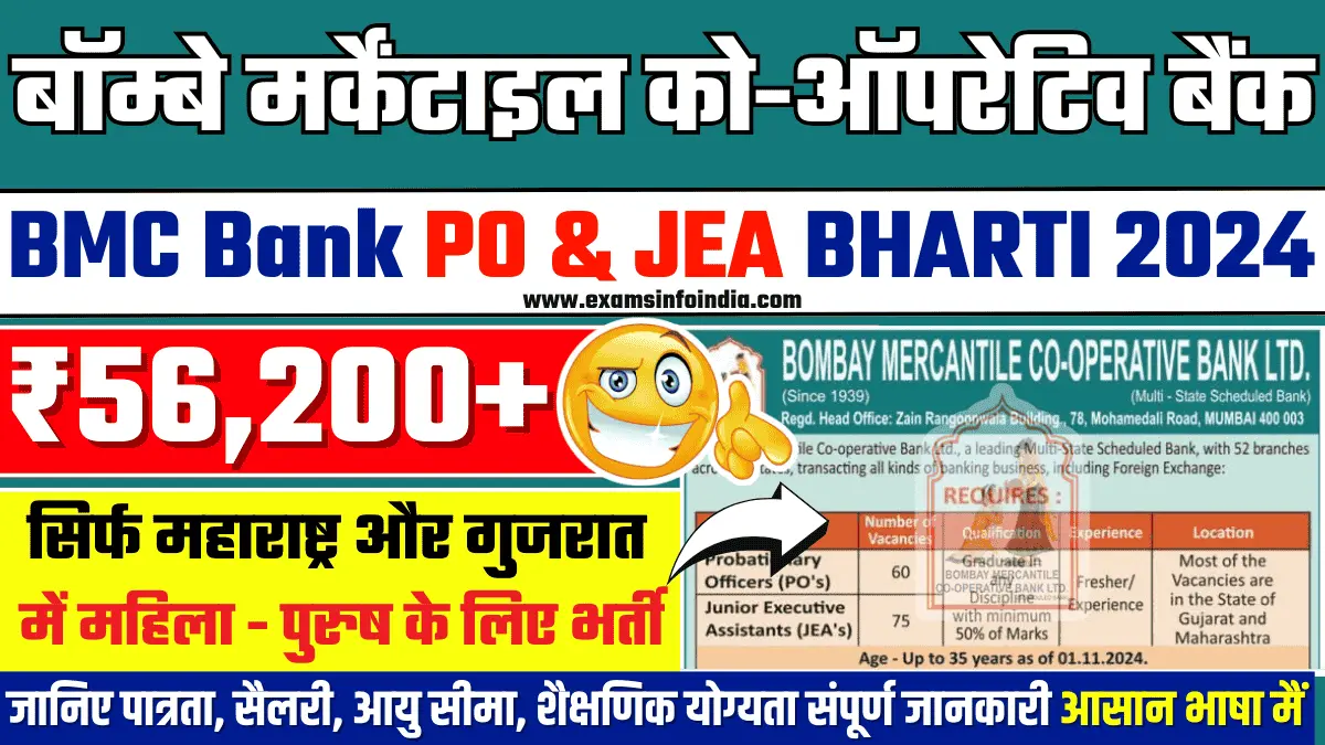 BMC Bank PO And JEA Recruitment 2024