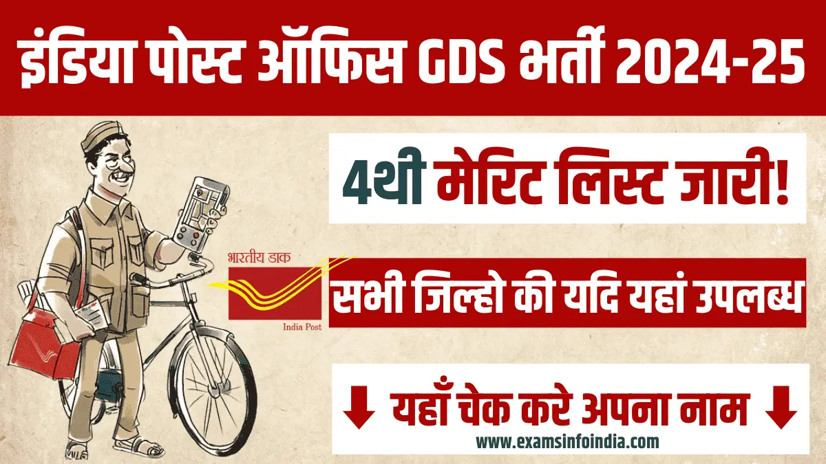 India Post Office GDS 4th Merit list 2024-25