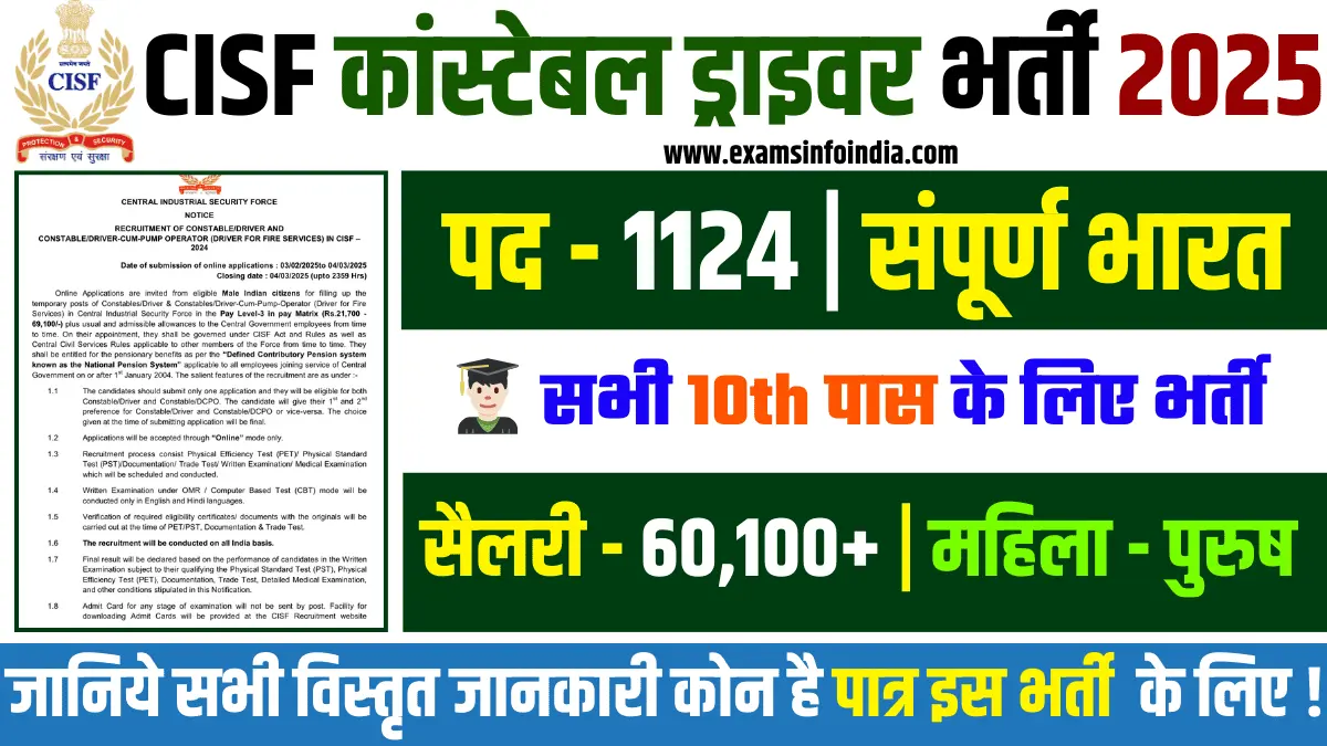 CISF Constable Driver Bharti 2025