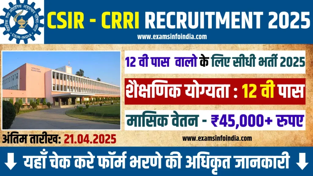 CSIR-CRRI Recruitment 2025