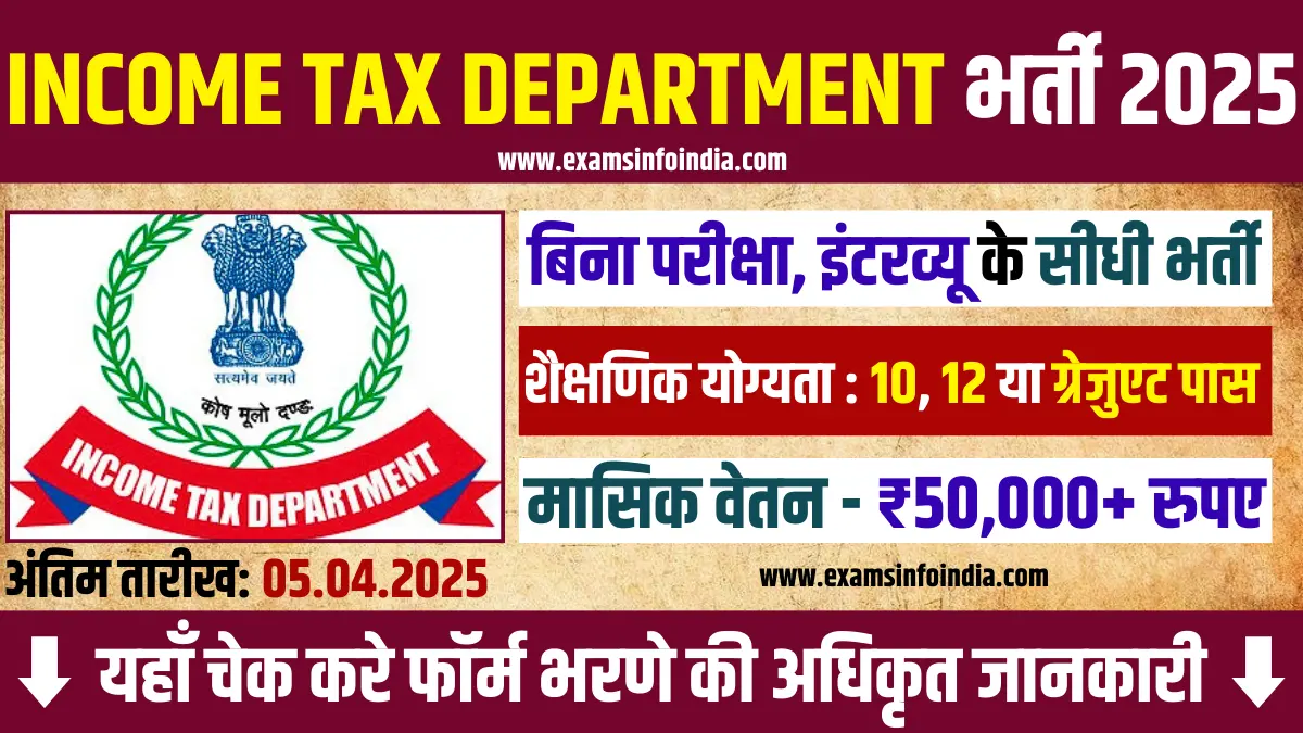 Income Tax Department Recruitment 2025