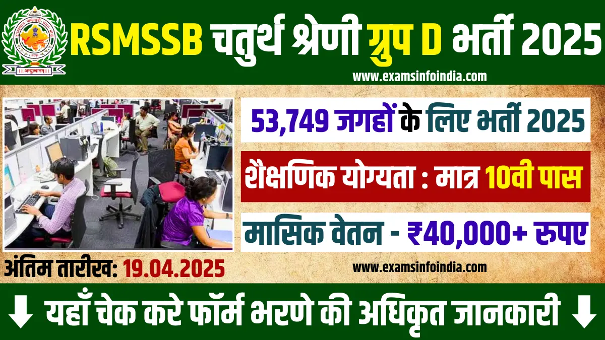 RSMSSB Group D Recruitment 2025
