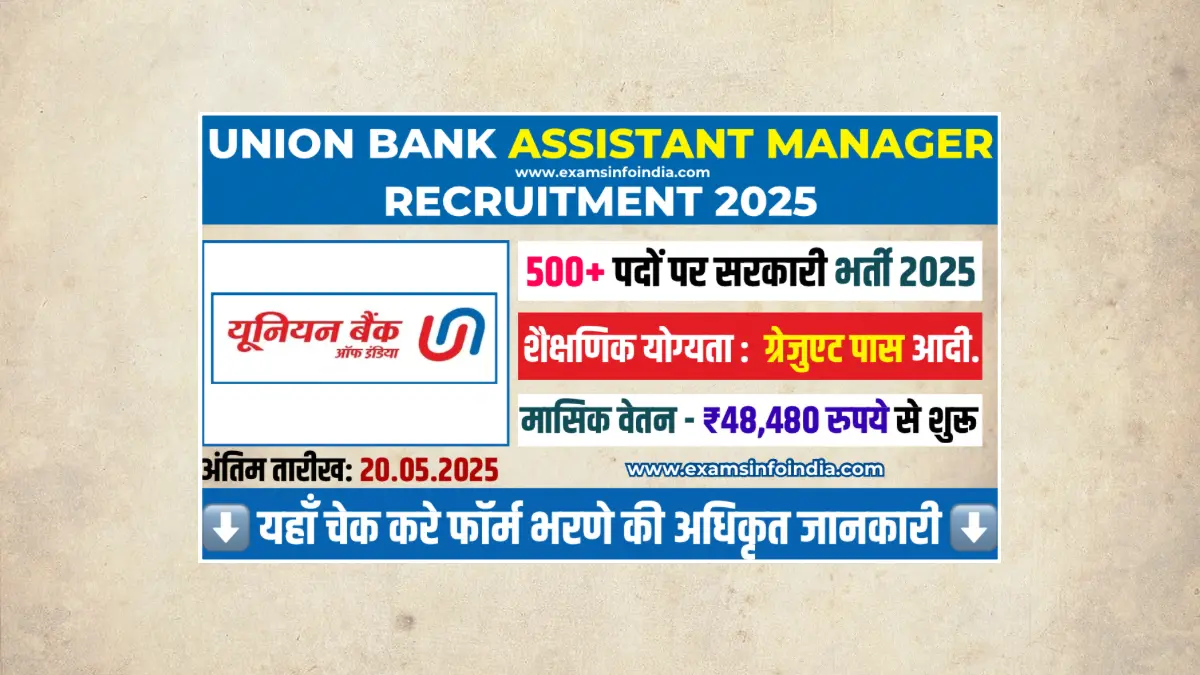 Union Bank Assistant Manager Recruitment 2025