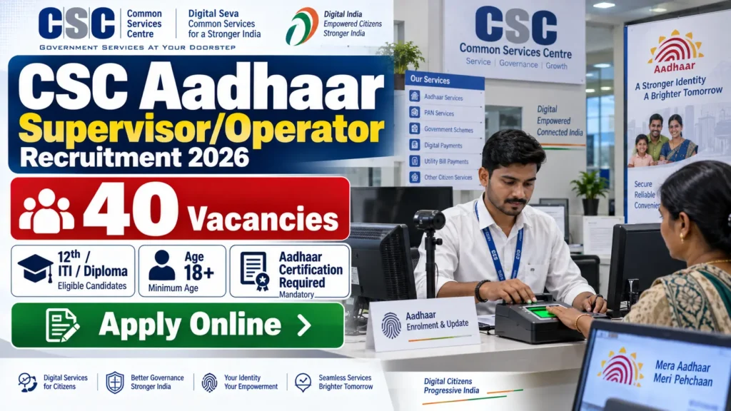Aadhaar Supervisor Operator Recruitment 2026